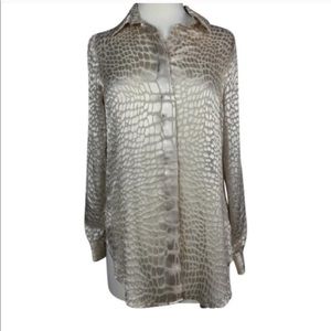Haute Hippie Textured Animal Print Sheer Blouse